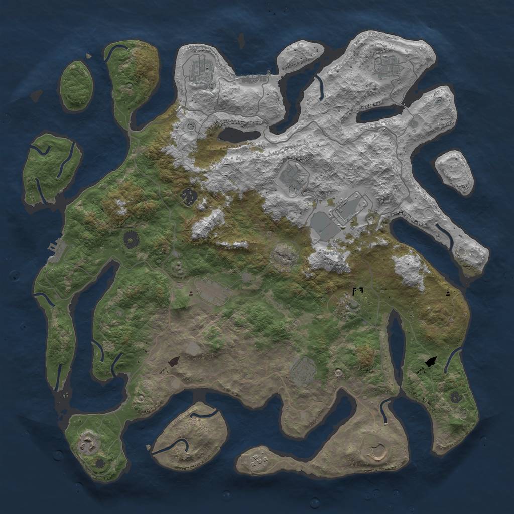 Rust Map: Procedural Map, Size: 4600, Seed: 121315421, 19 Monuments