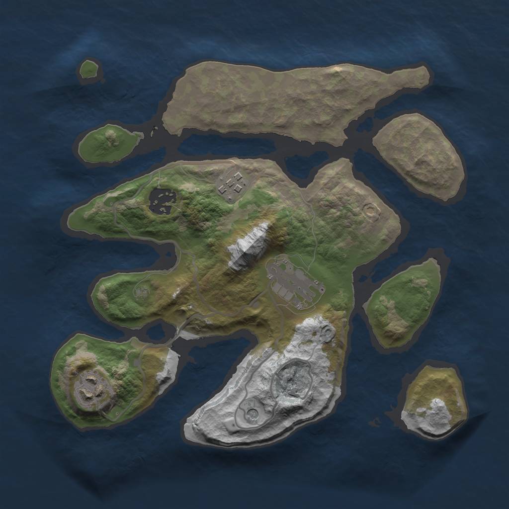 Rust Map: Barren, Size: 2750, Seed: 6161119, 7 Monuments