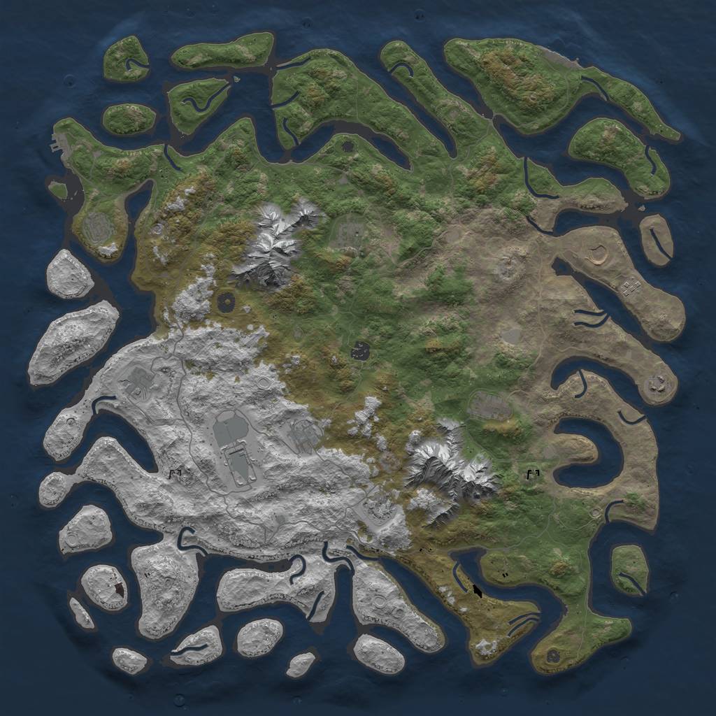 Rust Map: Procedural Map, Size: 5500, Seed: 8657279, 19 Monuments