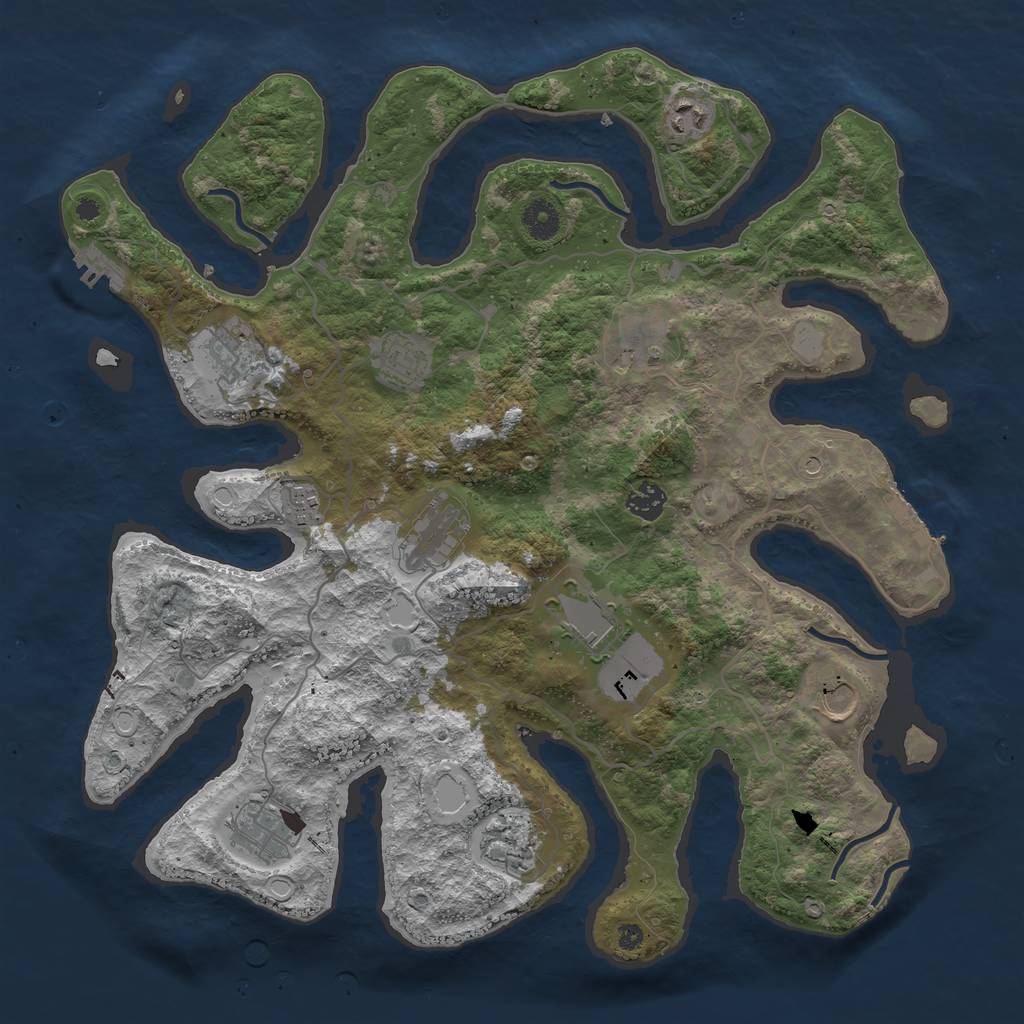 Rust Map: Procedural Map, Size: 4000, Seed: 707195382, 19 Monuments