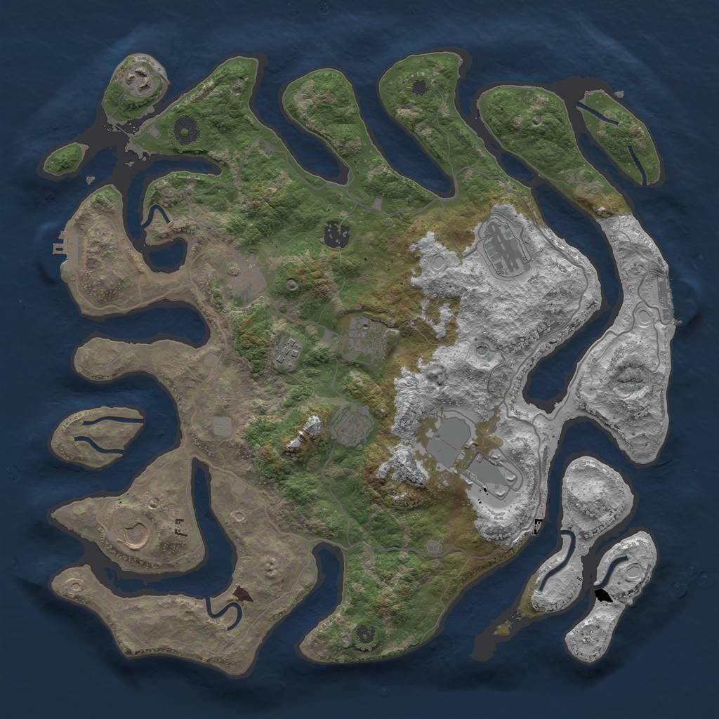 Rust Map: Procedural Map, Size: 4000, Seed: 762070400, 17 Monuments