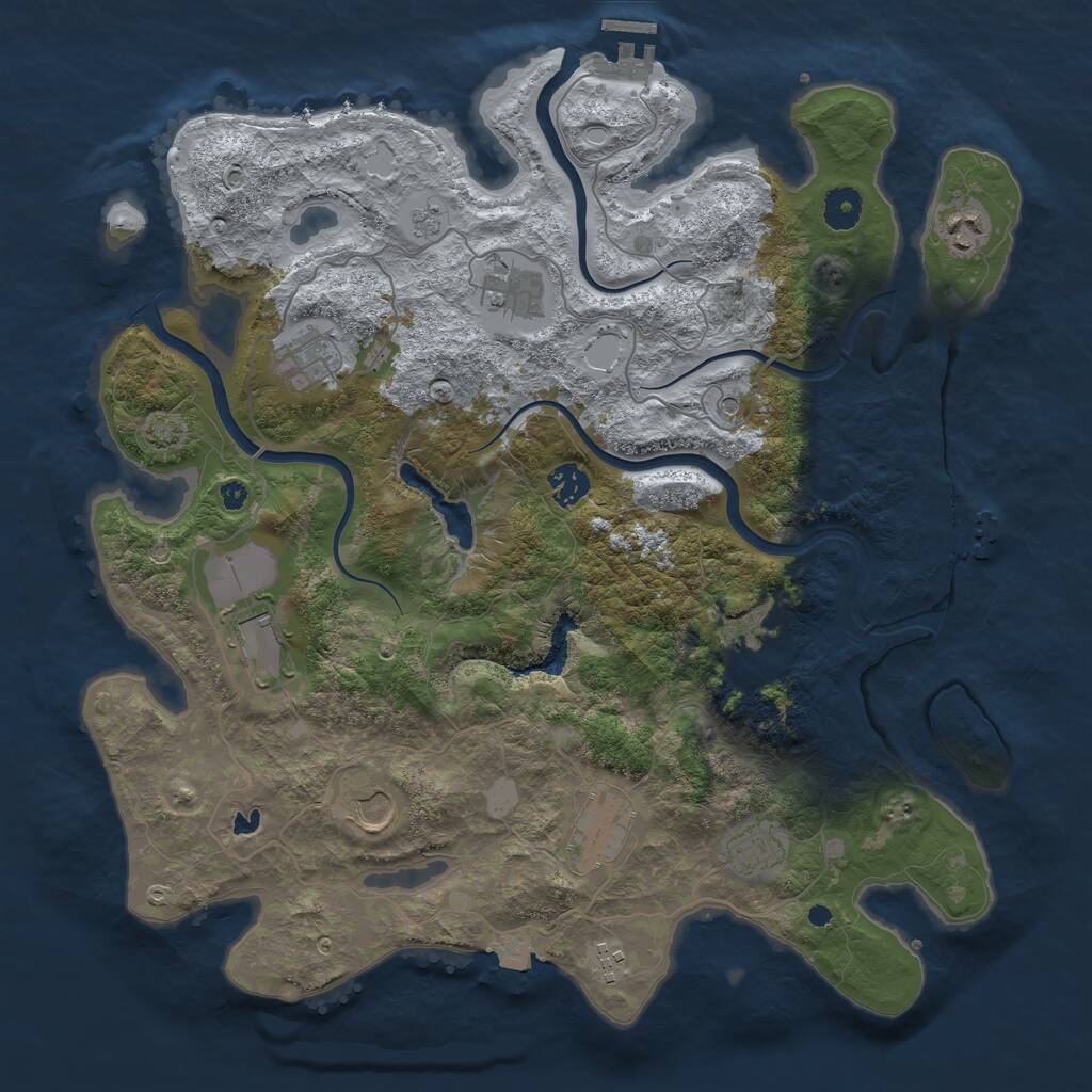 Rust Map: Procedural Map, Size: 4000, Seed: 1840618200, 16 Monuments