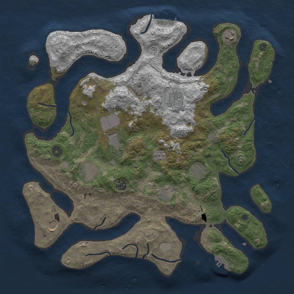 Rust Map: Procedural Map, Size: 4000, Seed: 1840618200, 17 Monuments