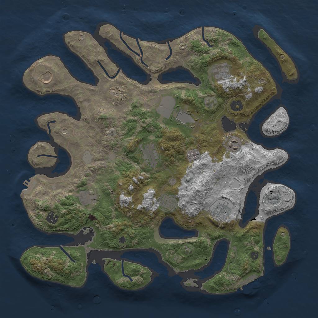 Rust Map: Procedural Map, Size: 3950, Seed: 1962096626, 19 Monuments