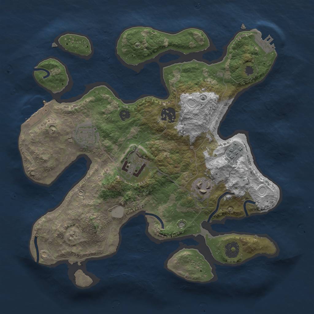 Rust Map: Procedural Map, Size: 3000, Seed: 513217, 12 Monuments