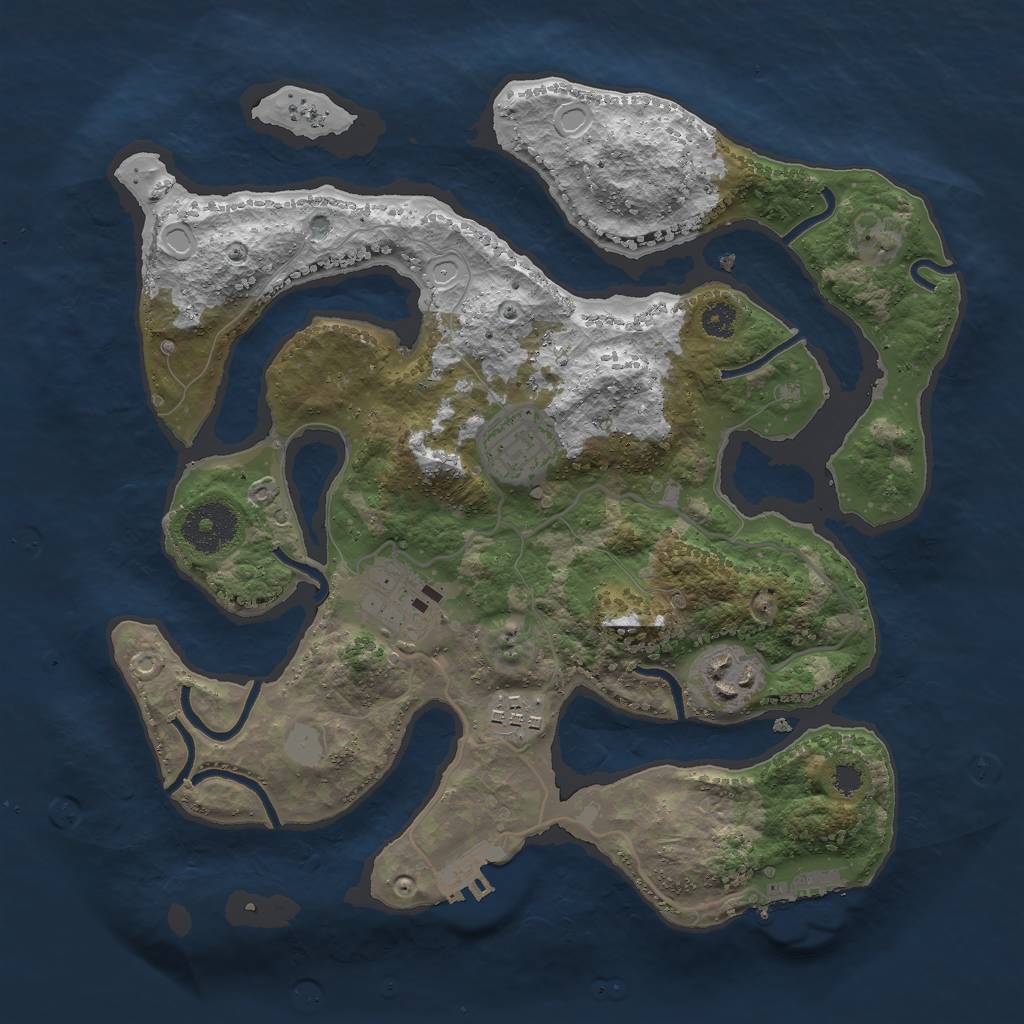 Rust Map: Procedural Map, Size: 3000, Seed: 969932, 11 Monuments