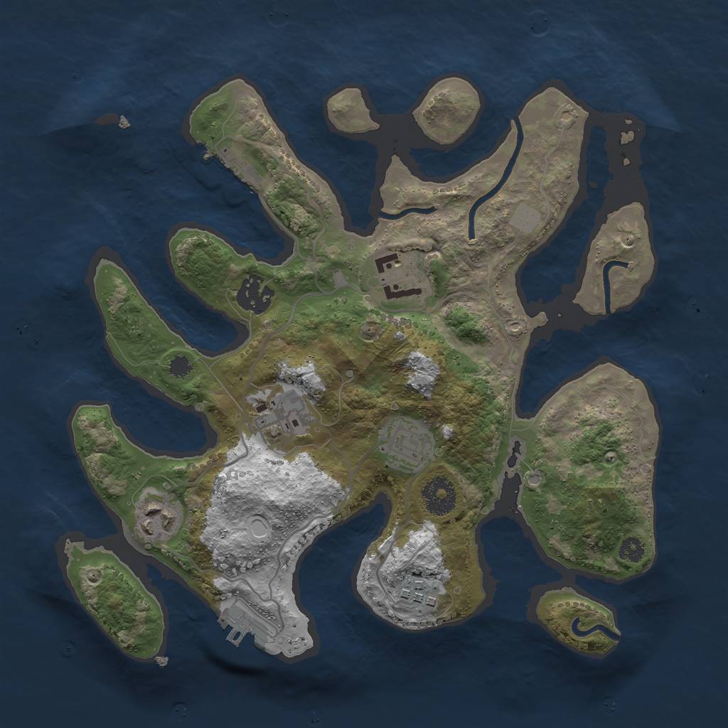 Rust Map: Procedural Map, Size: 3000, Seed: 774574, 13 Monuments