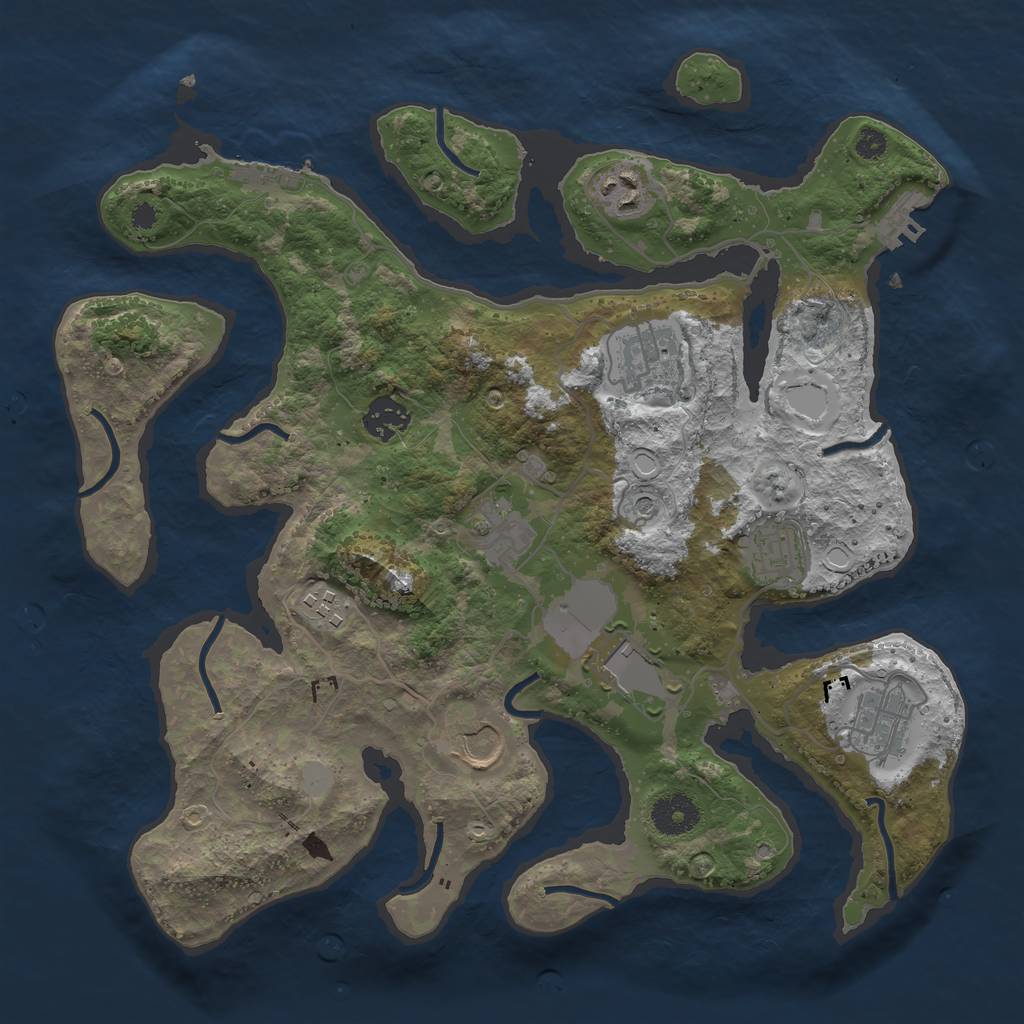 Rust Map: Procedural Map, Size: 3500, Seed: 3121970, 17 Monuments