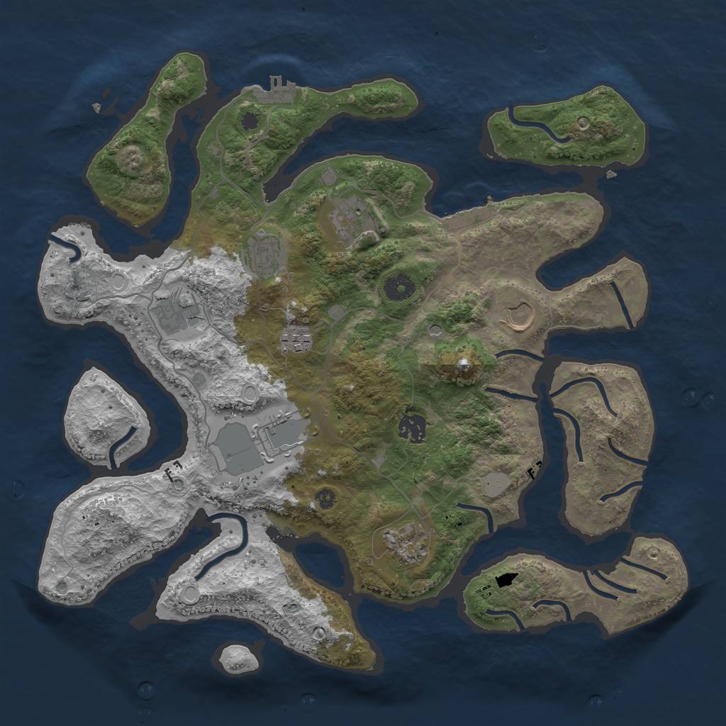 Rust Map: Procedural Map, Size: 3750, Seed: 618425, 16 Monuments
