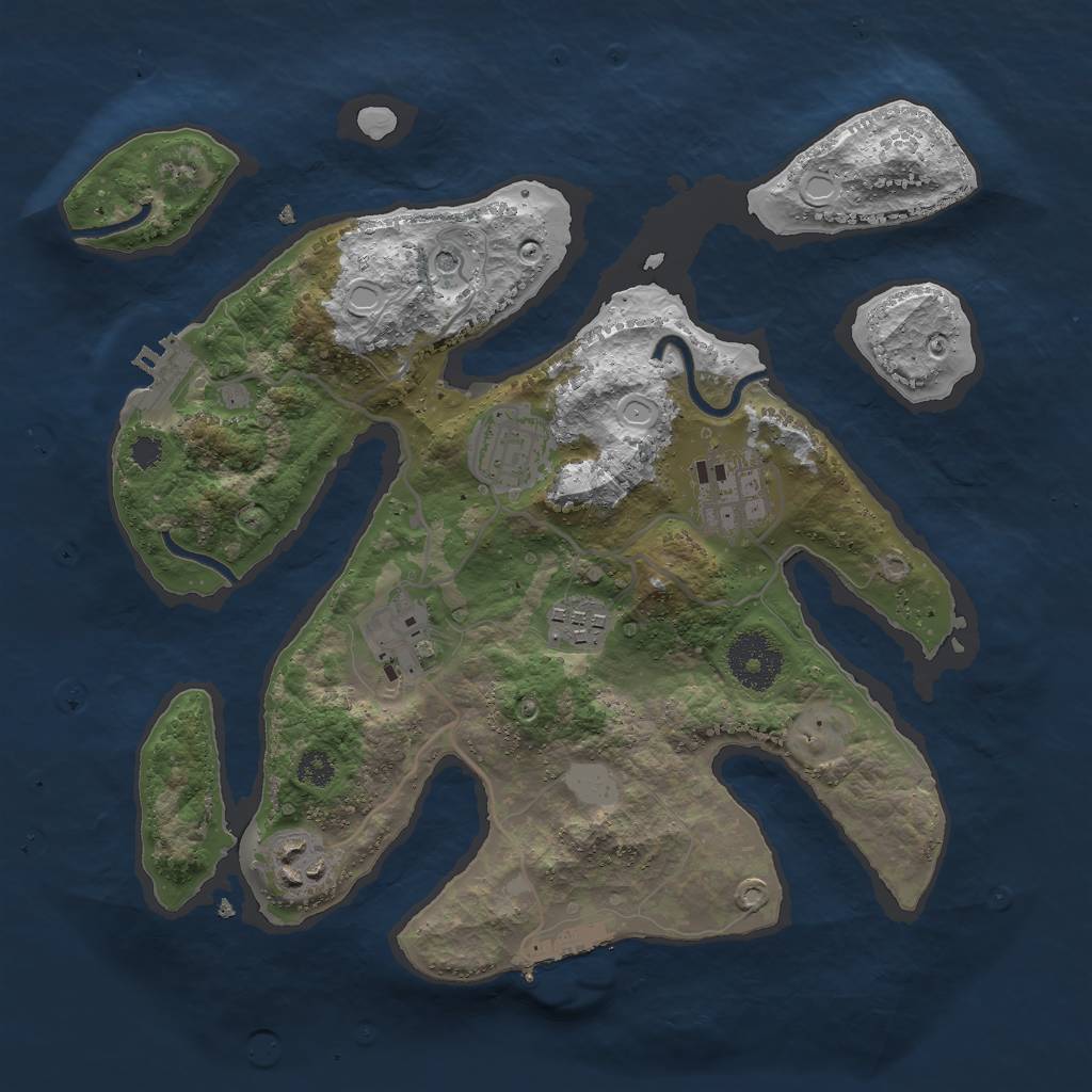 Rust Map: Procedural Map, Size: 3000, Seed: 890936, 13 Monuments