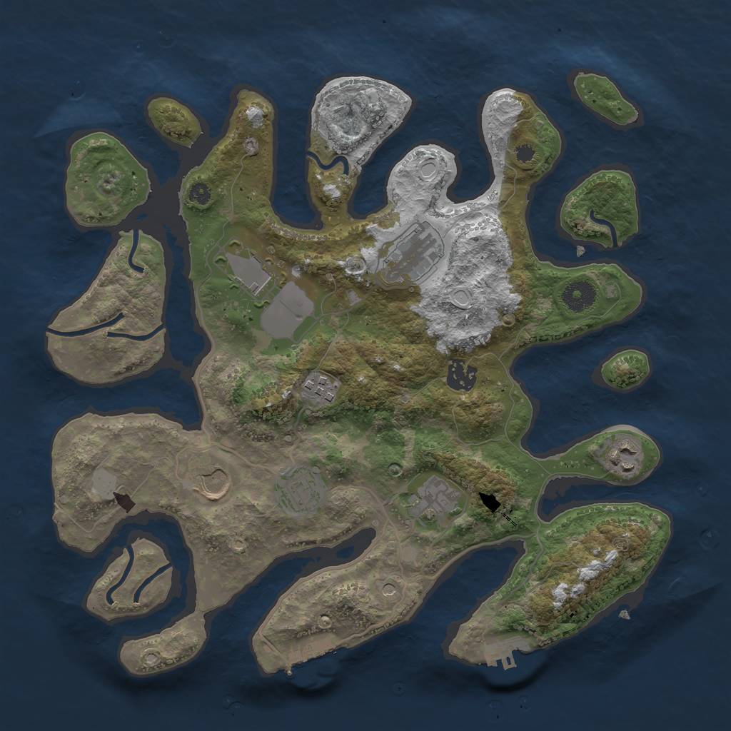 Rust Map: Procedural Map, Size: 3500, Seed: 801, 16 Monuments
