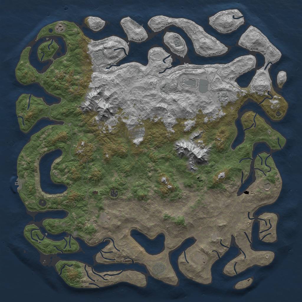 Rust Map: Procedural Map, Size: 6000, Seed: 960044715, 19 Monuments