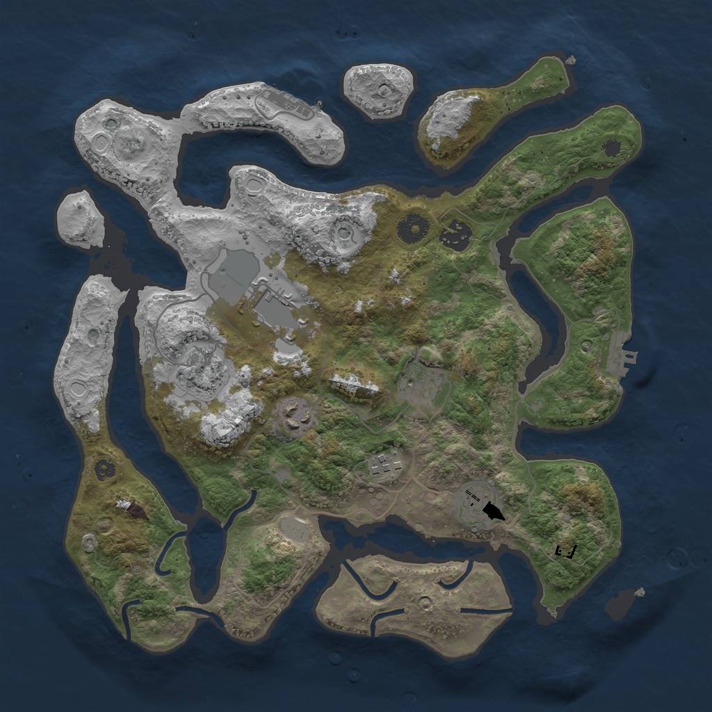 Rust Map: Procedural Map, Size: 3500, Seed: 25302, 15 Monuments