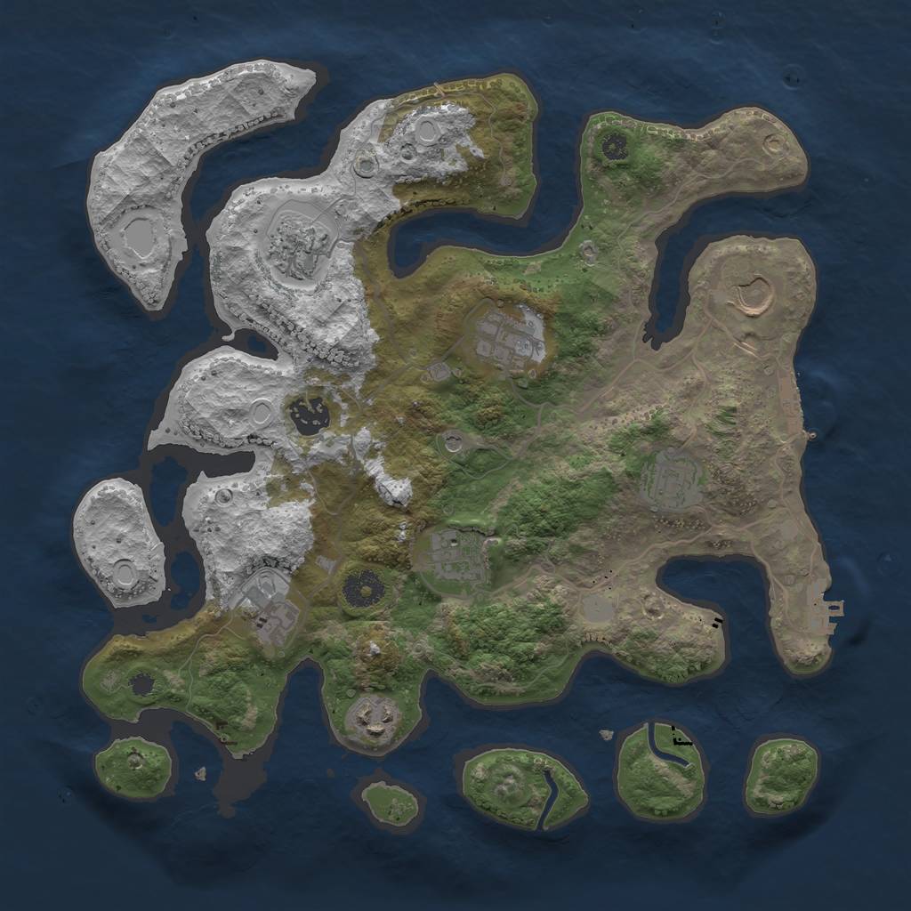 Rust Map: Procedural Map, Size: 3500, Seed: 9088, 16 Monuments