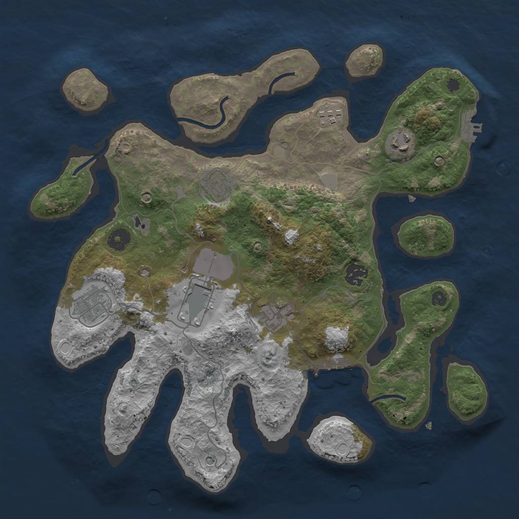 Rust Map: Procedural Map, Size: 3500, Seed: 26936, 15 Monuments