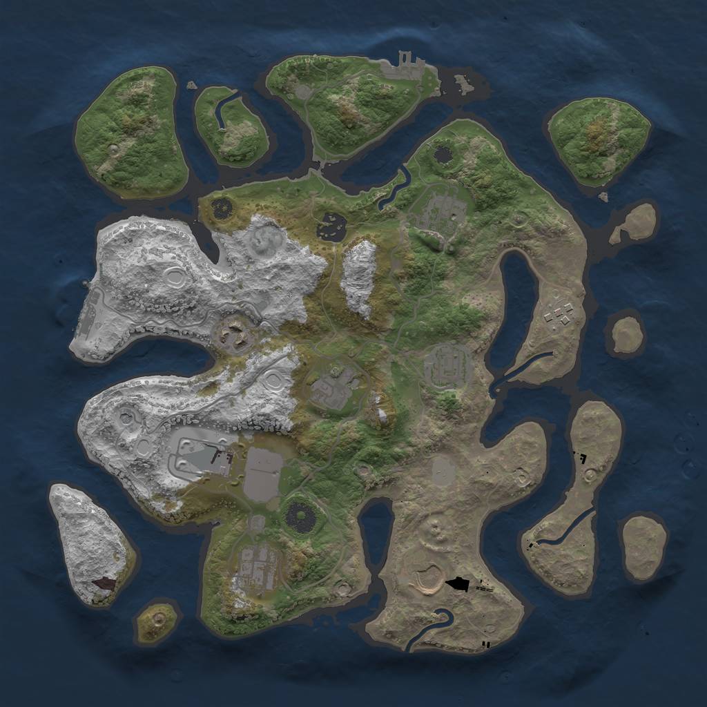 Rust Map: Procedural Map, Size: 3500, Seed: 458208397, 17 Monuments