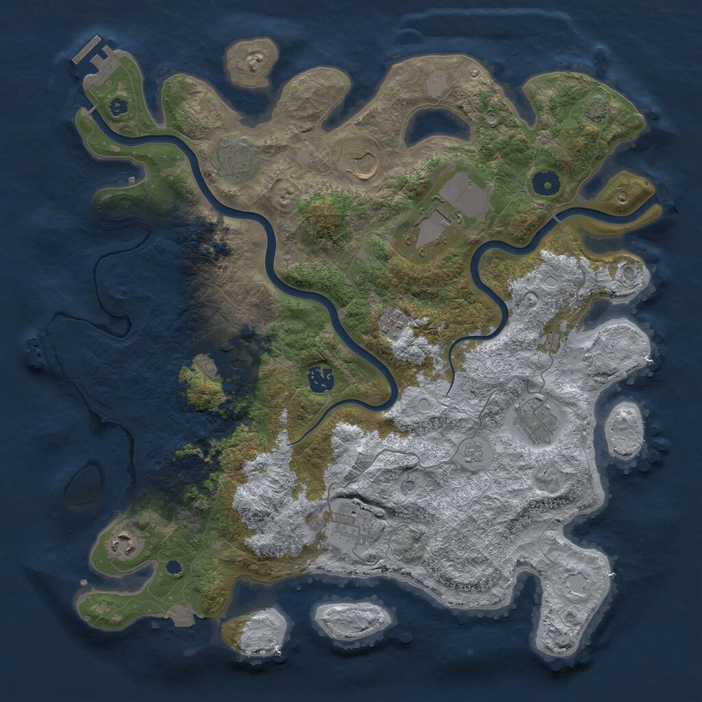 Rust Map: Procedural Map, Size: 3950, Seed: 2109283329, 15 Monuments