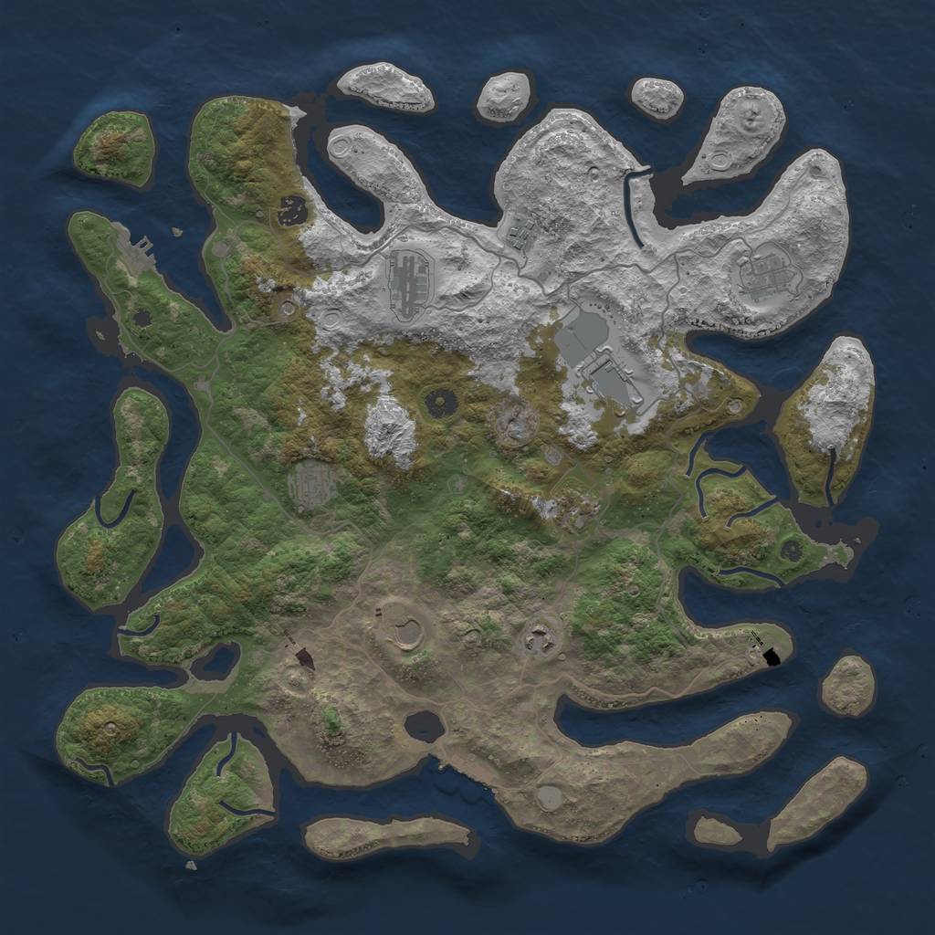 Rust Map: Procedural Map, Size: 4500, Seed: 1093416583, 17 Monuments