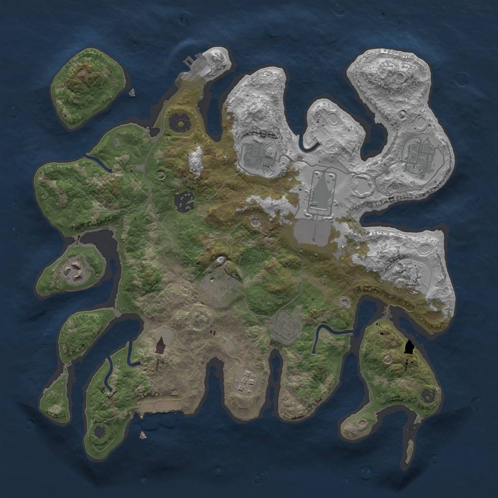 Rust Map: Procedural Map, Size: 3500, Seed: 658105628, 17 Monuments