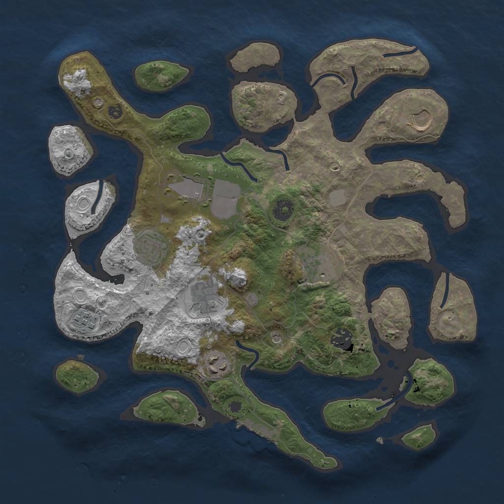 Rust Map: Procedural Map, Size: 3500, Seed: 224142909, 15 Monuments