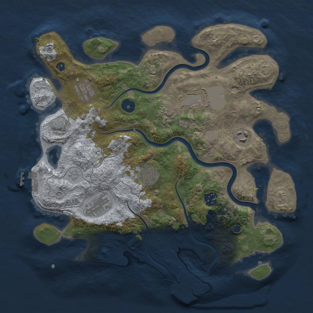Rust Map: Procedural Map, Size: 3500, Seed: 224142909, 14 Monuments