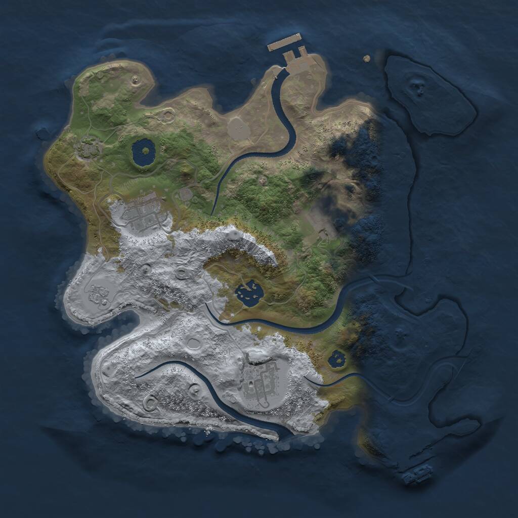 Rust Map: Procedural Map, Size: 3000, Seed: 2079106008, 9 Monuments