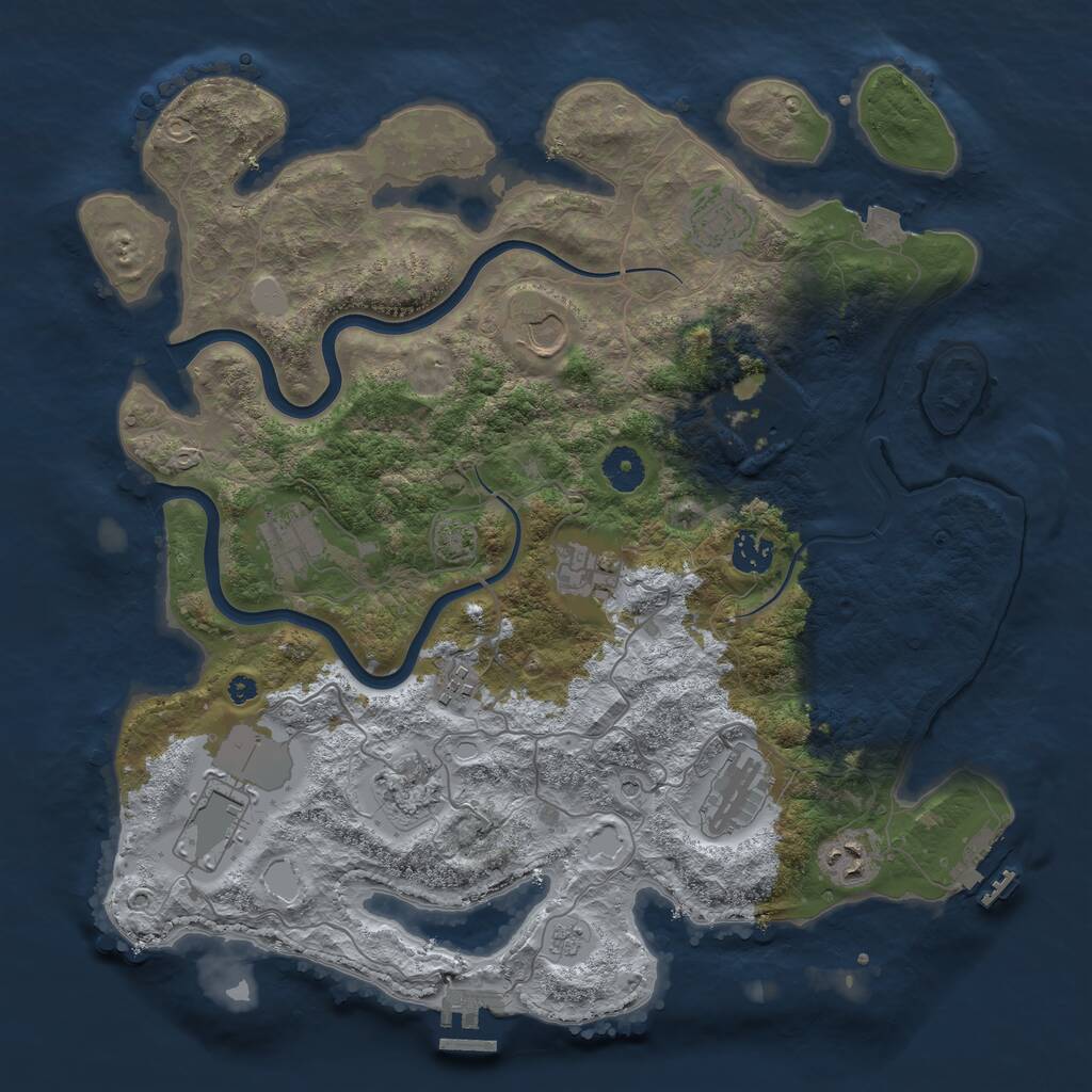 Rust Map: Procedural Map, Size: 3850, Seed: 789131094, 17 Monuments
