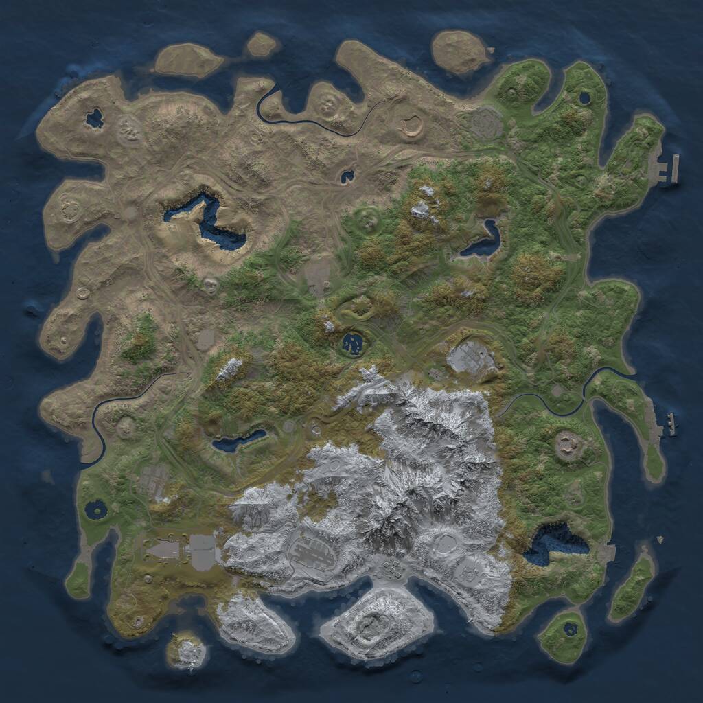Rust Map: Procedural Map, Size: 5000, Seed: 307922011, 16 Monuments