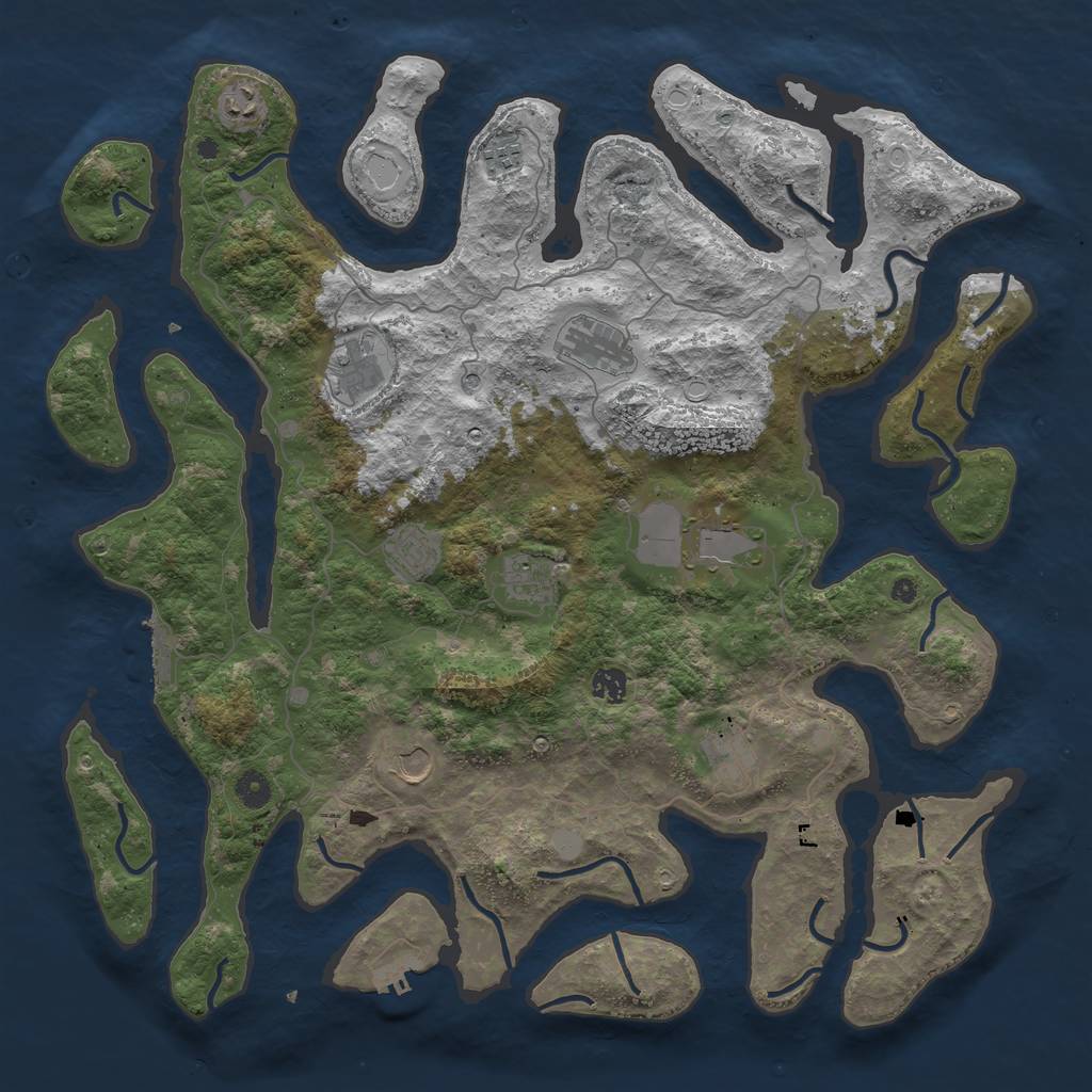 Rust Map: Procedural Map, Size: 4500, Seed: 941366870, 18 Monuments