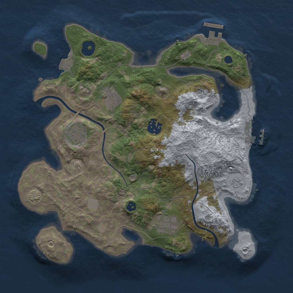 Rust Map: Procedural Map, Size: 3000, Seed: 47349, 10 Monuments