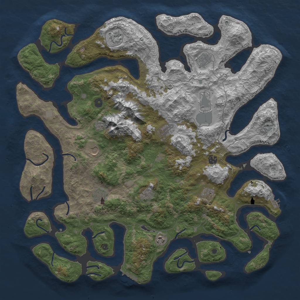 Rust Map: Procedural Map, Size: 5000, Seed: 610, 19 Monuments