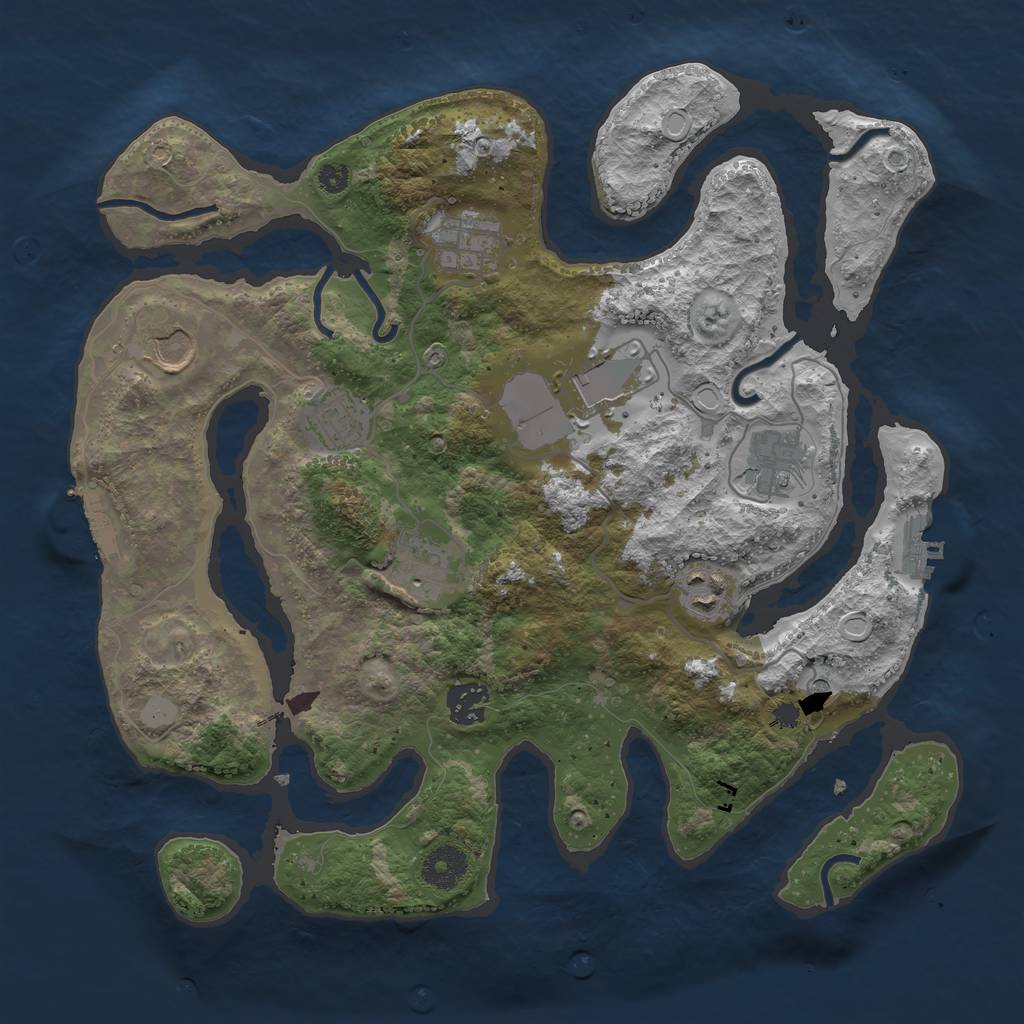 Rust Map: Procedural Map, Size: 3500, Seed: 300616653, 16 Monuments