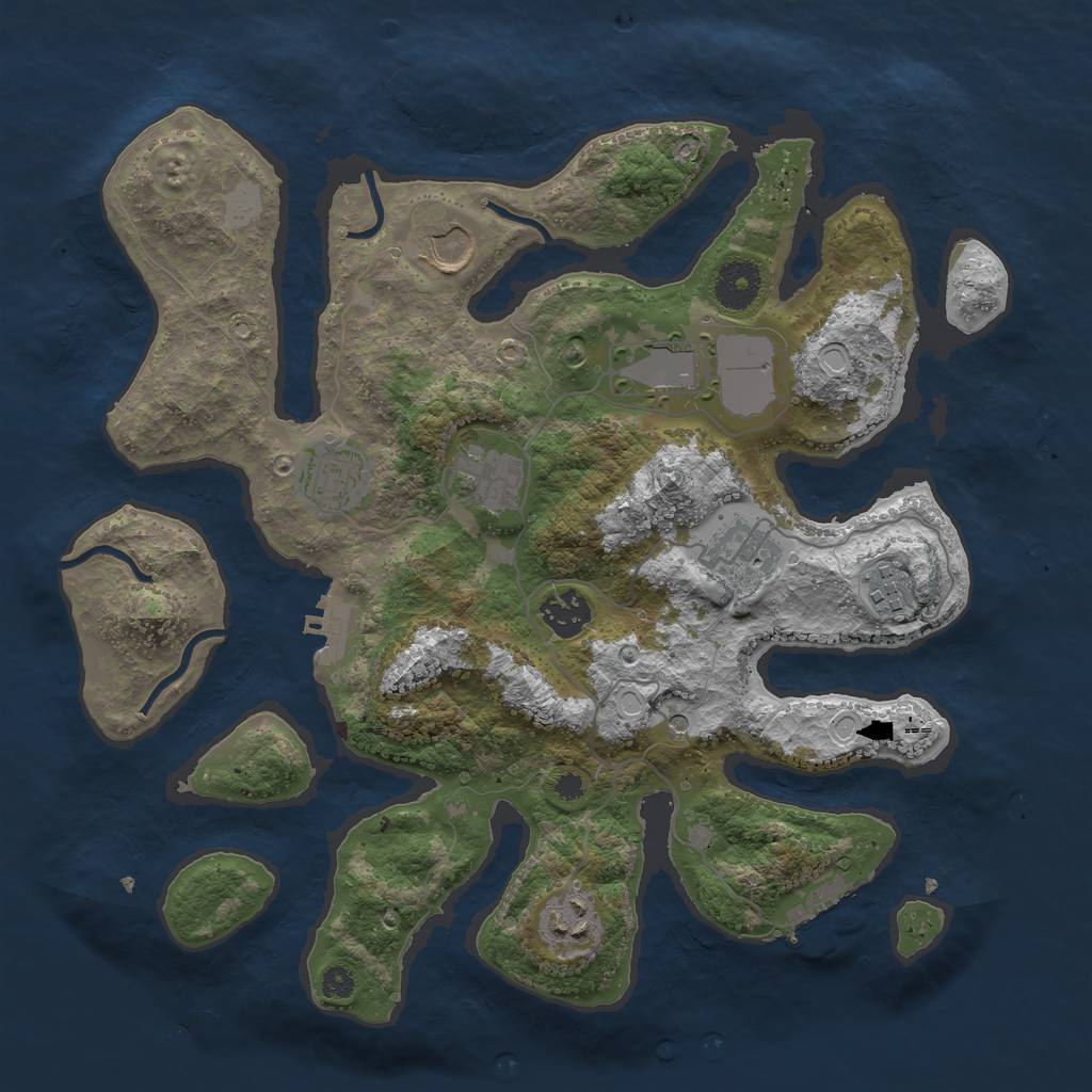 Rust Map: Procedural Map, Size: 3500, Seed: 742, 16 Monuments