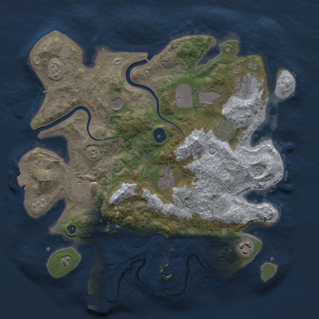 Rust Map: Procedural Map, Size: 3500, Seed: 742, 13 Monuments