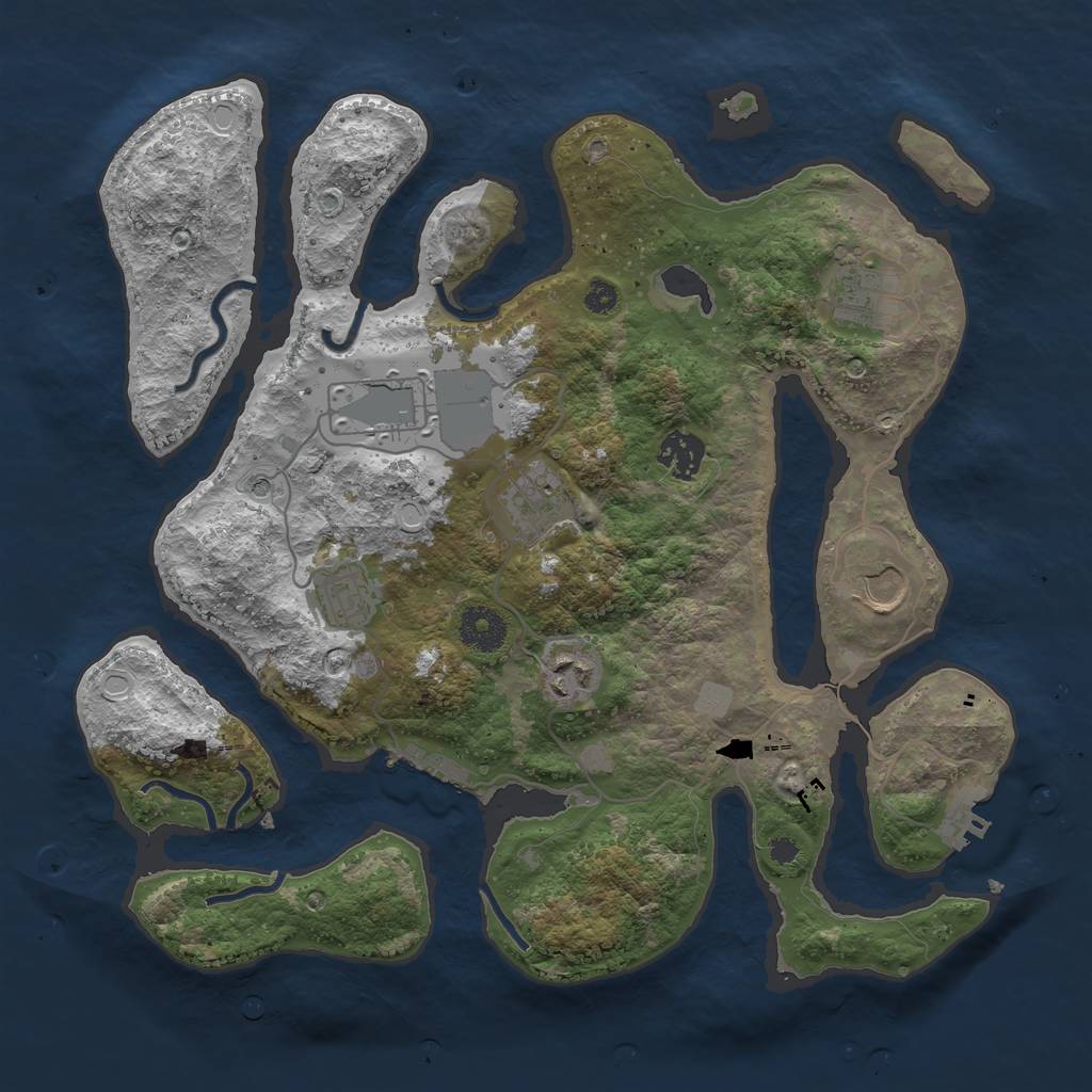 Rust Map: Procedural Map, Size: 3500, Seed: 54365476, 15 Monuments