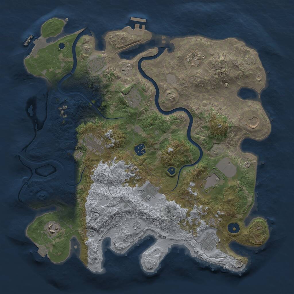 Rust Map: Procedural Map, Size: 3850, Seed: 775476169, 17 Monuments