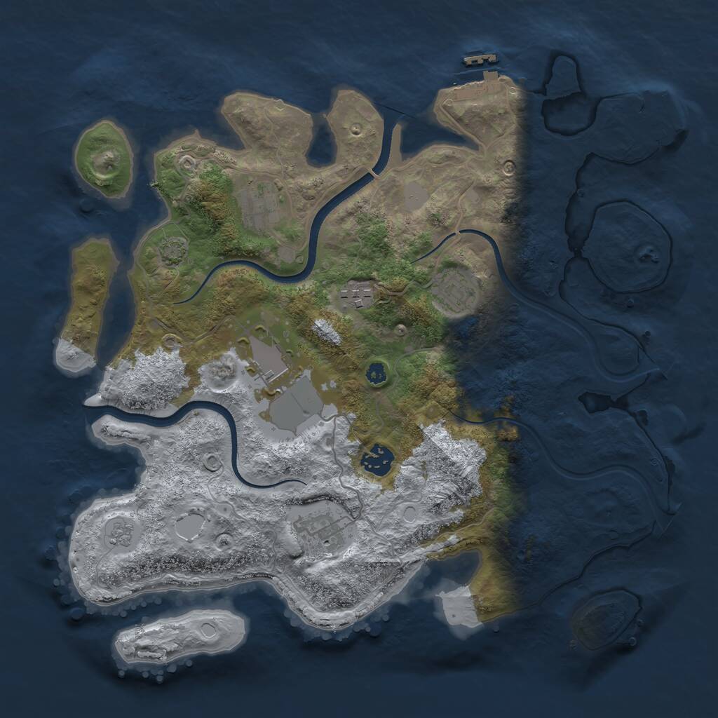 Rust Map: Procedural Map, Size: 3500, Seed: 5504748, 11 Monuments
