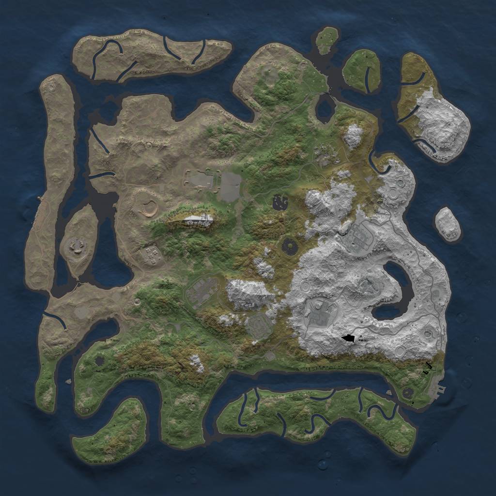 Rust Map: Procedural Map, Size: 4500, Seed: 736374, 18 Monuments