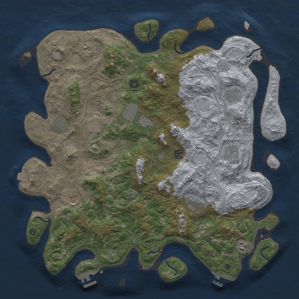 Rust Map: Procedural Map, Size: 4500, Seed: 2342, 17 Monuments