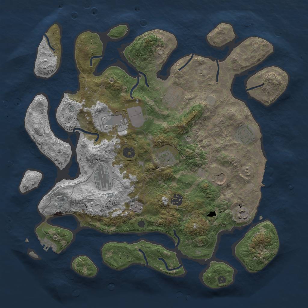 Rust Map: Procedural Map, Size: 3900, Seed: 779291081, 17 Monuments