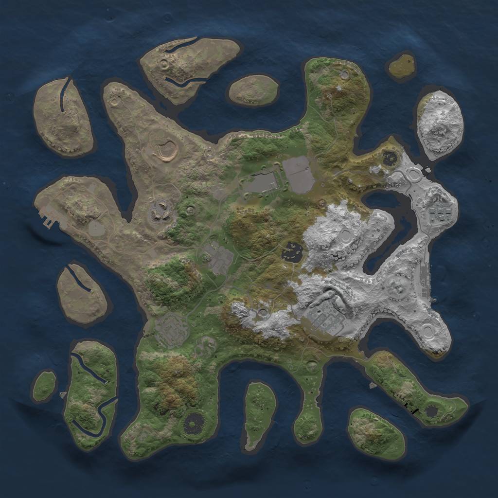 Rust Map: Procedural Map, Size: 3500, Seed: 1050715490, 16 Monuments