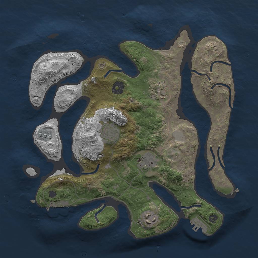 Rust Map: Procedural Map, Size: 3000, Seed: 1305719143, 12 Monuments
