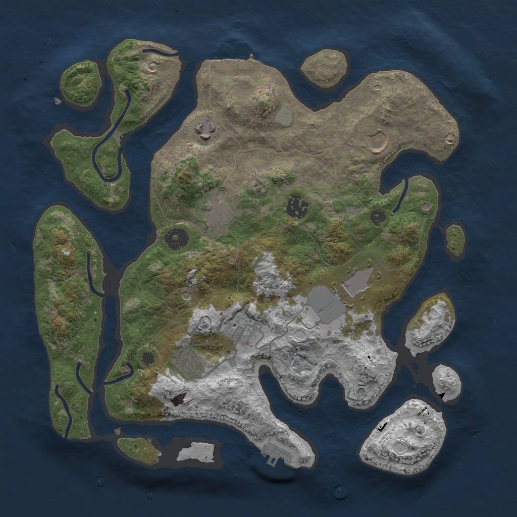 Rust Map: Procedural Map, Size: 3500, Seed: 69690690, 15 Monuments