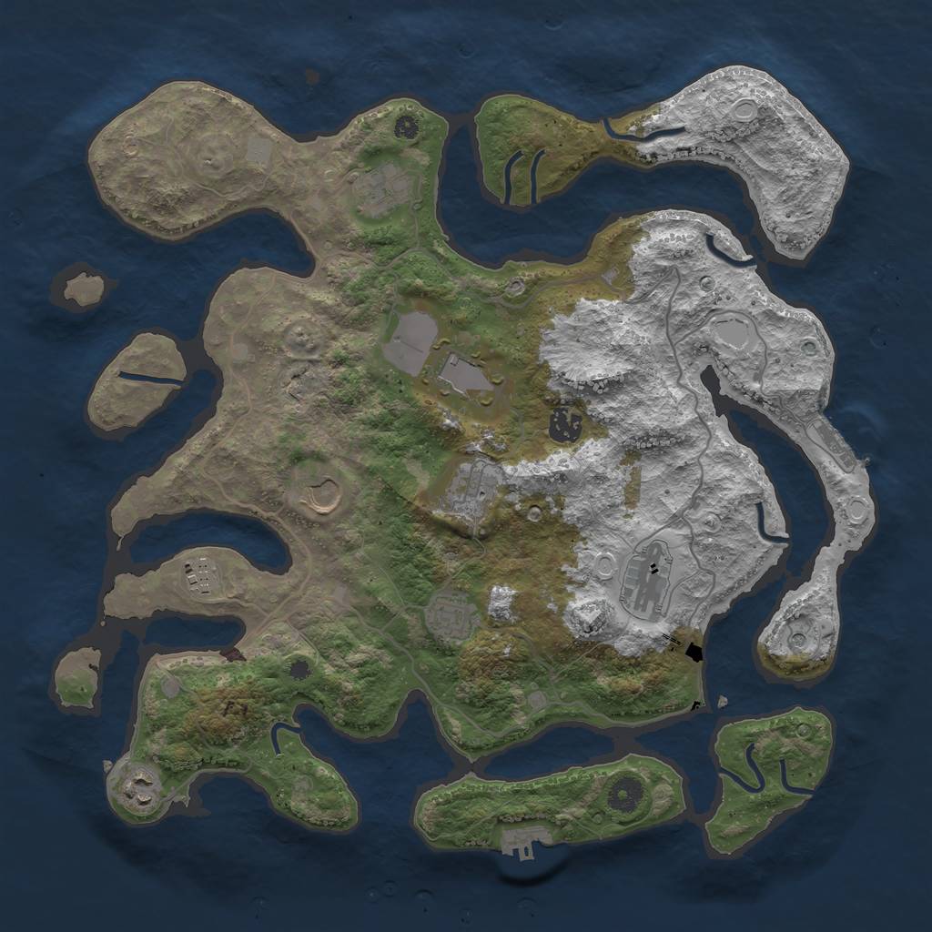 Rust Map: Procedural Map, Size: 4000, Seed: 9238457, 17 Monuments