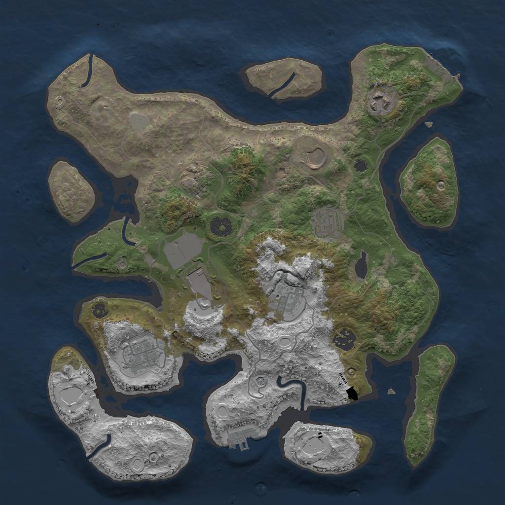 Rust Map: Procedural Map, Size: 3500, Seed: 363224256, 16 Monuments