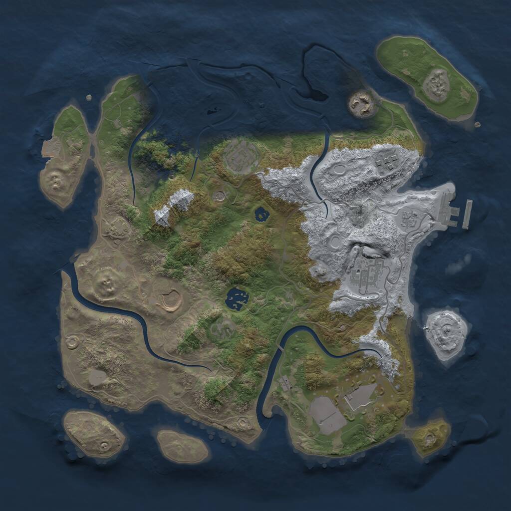 Rust Map: Procedural Map, Size: 3500, Seed: 18766544, 12 Monuments