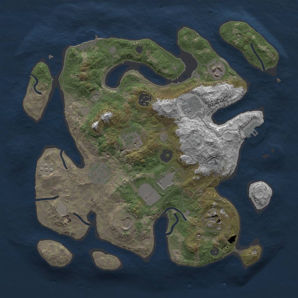 Rust Map: Procedural Map, Size: 3500, Seed: 18766544, 17 Monuments