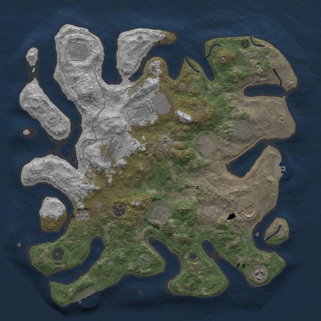 Rust Map: Procedural Map, Size: 4000, Seed: 1237097751, 19 Monuments