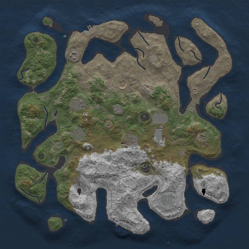 Rust Map: Procedural Map, Size: 4250, Seed: 2130814680, 19 Monuments