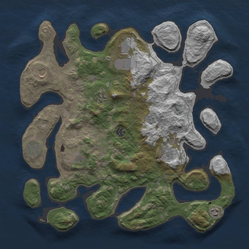 Rust Map: Barren, Size: 4000, Seed: 2060, 12 Monuments